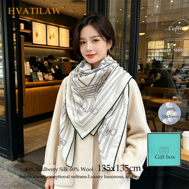 40% Silk 60% Wool Scarf 135x13 - Shawl Wrap Winter recension och pris