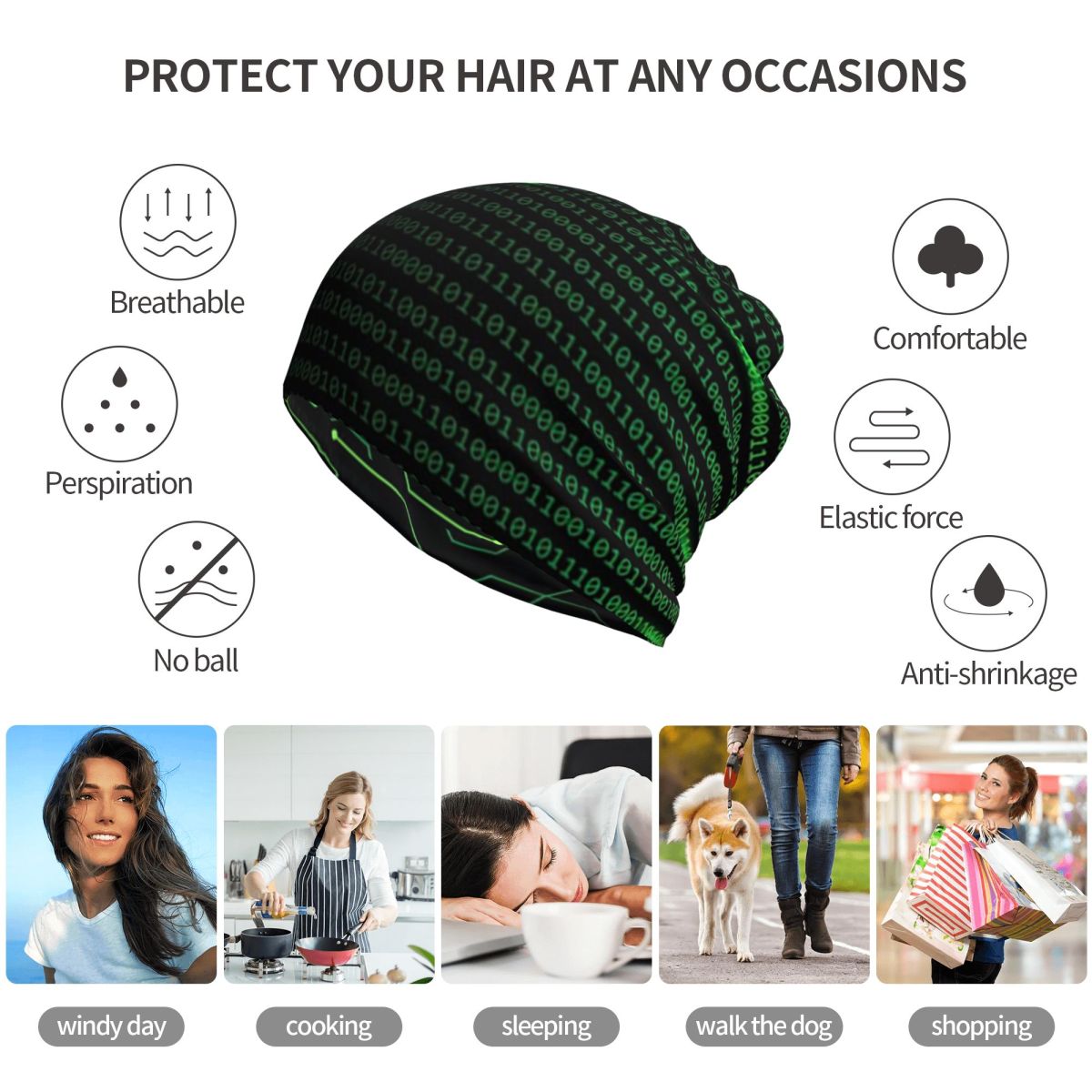 Binary Code Inside Throw Blank - Knit Beanie Hat Warm recension och pris
