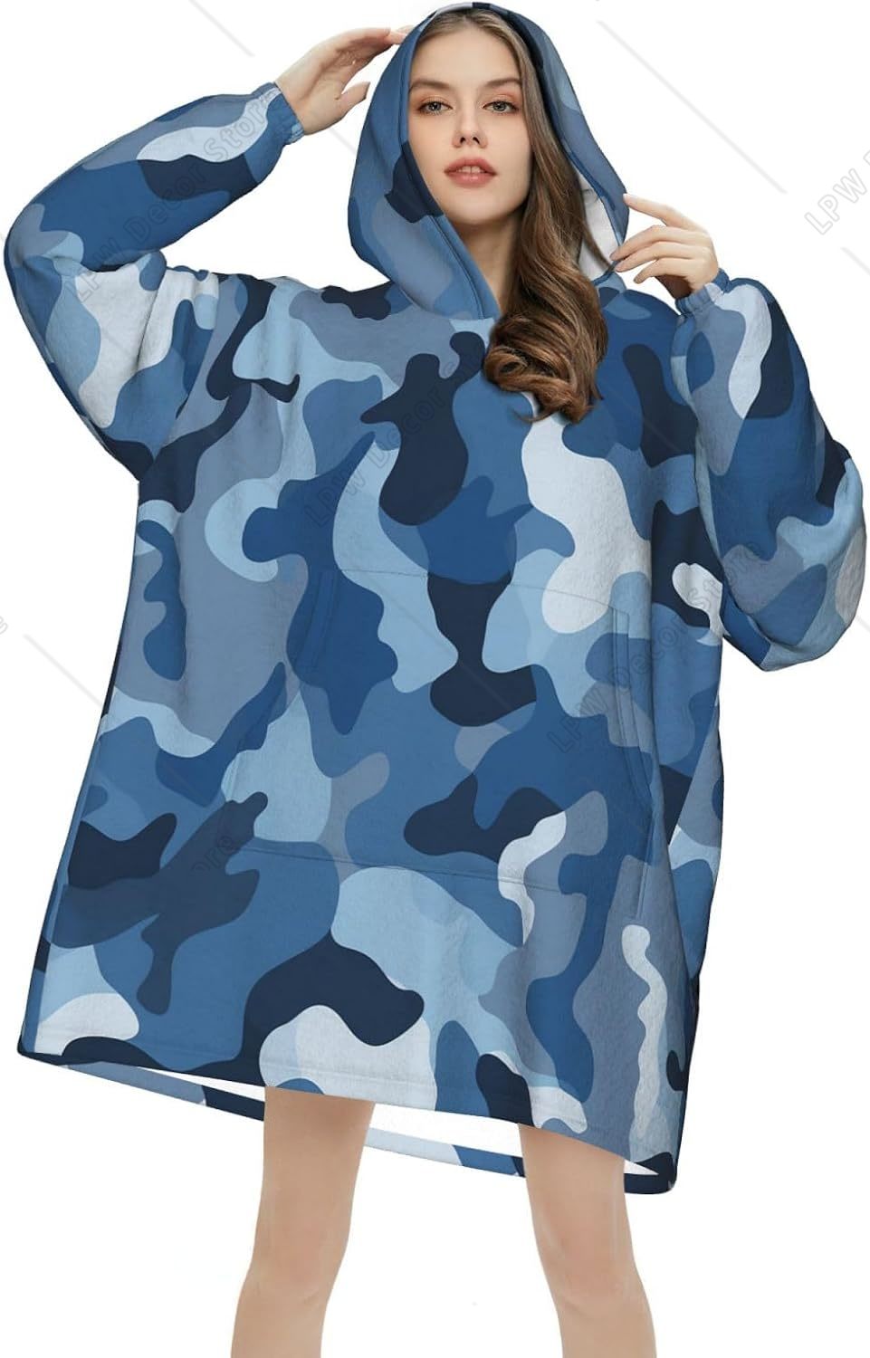 Classic Blue Camo Wearable Bla - Sherpa Hoodie Fleece recension och pris