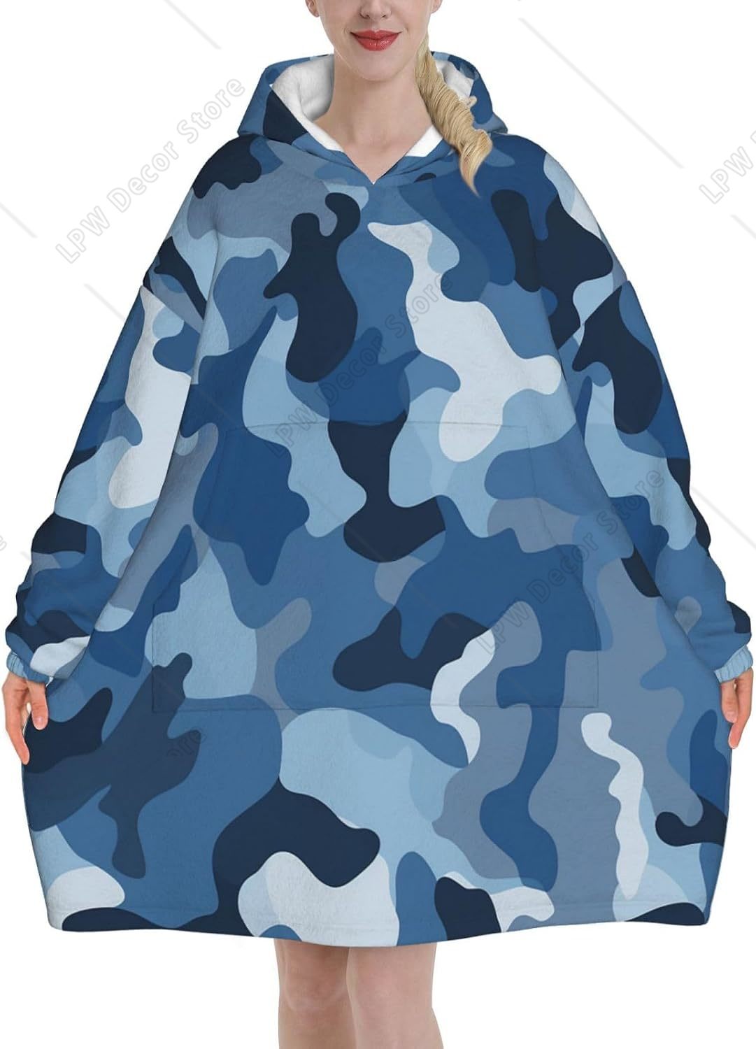 Classic Blue Camo Wearable Bla - Sherpa Hoodie Fleece recension och pris