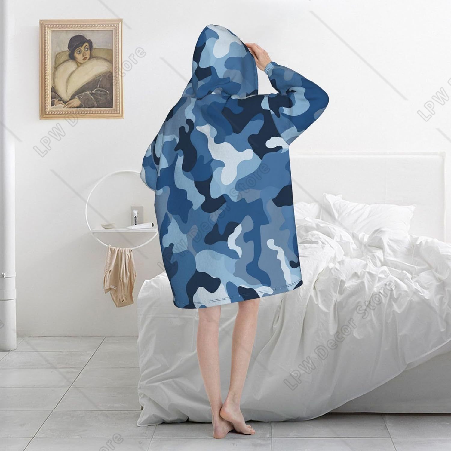 Classic Blue Camo Wearable Bla - Sherpa Hoodie Fleece recension och pris