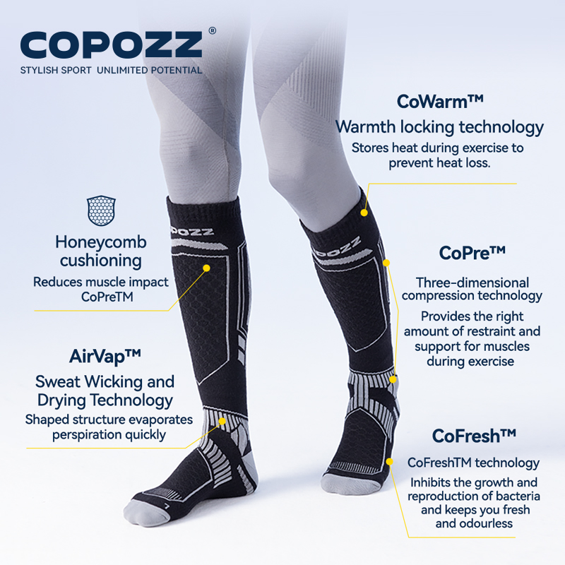 COPOZZ New Winter Ski Socks Me - Thermal Sock Wool recension och pris