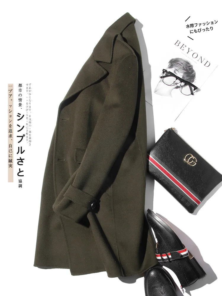 AYUNSUE 100% Wool Coat Men Aut - Wool Coat Peacoat recension och pris
