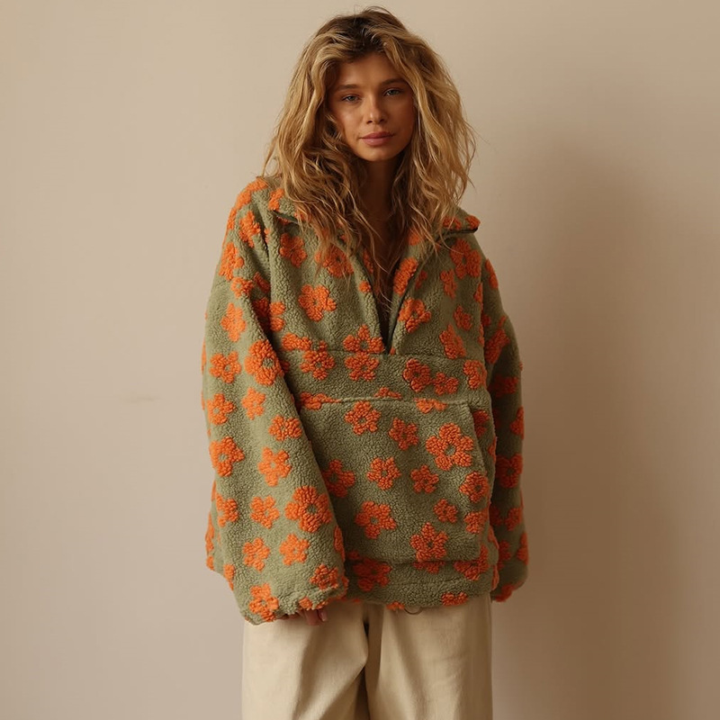 Floral Sherpa Half Zip Pullove - Sherpa Hoodie Fleece recension och pris