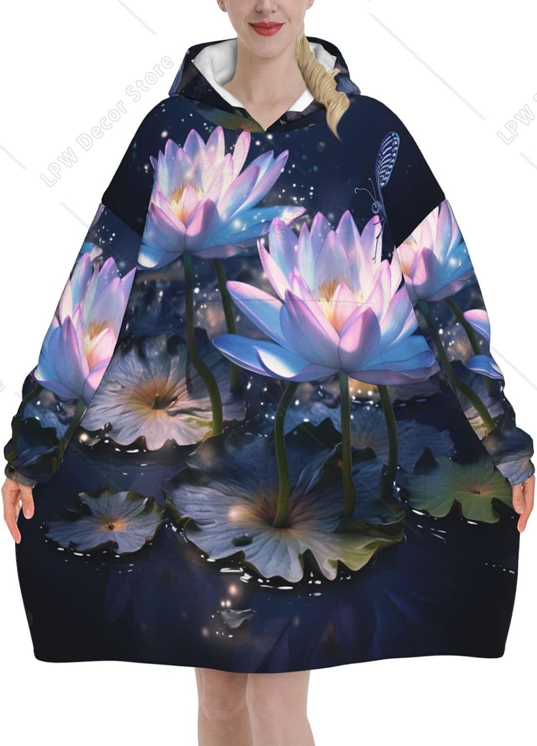 Fantasy Waterlily Wearable Bla - Sherpa Hoodie Fleece recension och pris