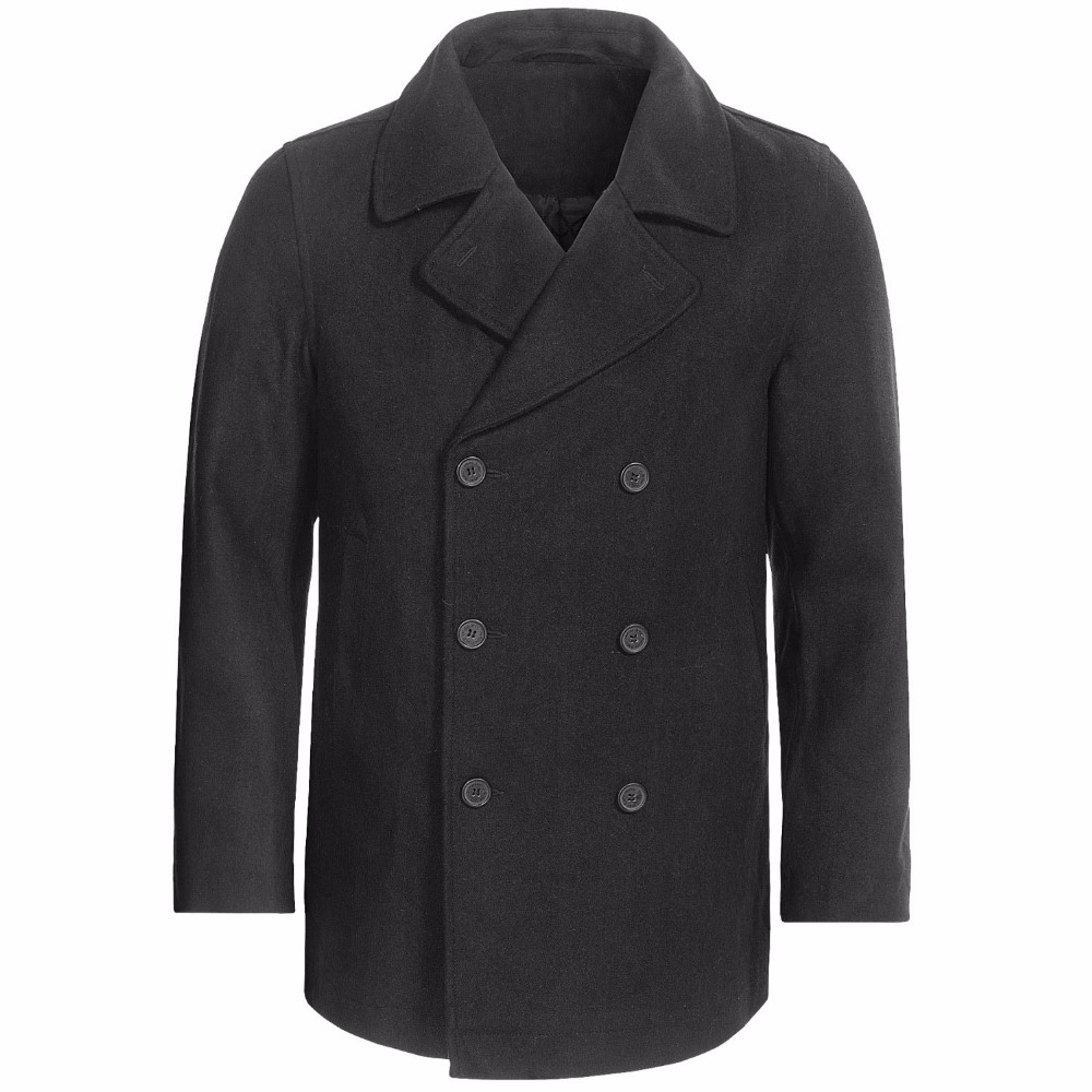 Custom Made Charcoal grey Pea  - Wool Coat Peacoat recension och pris