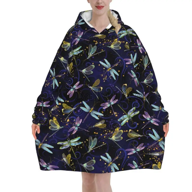Dragonfly Galaxy Wearable Blan - Sherpa Hoodie Fleece recension och pris