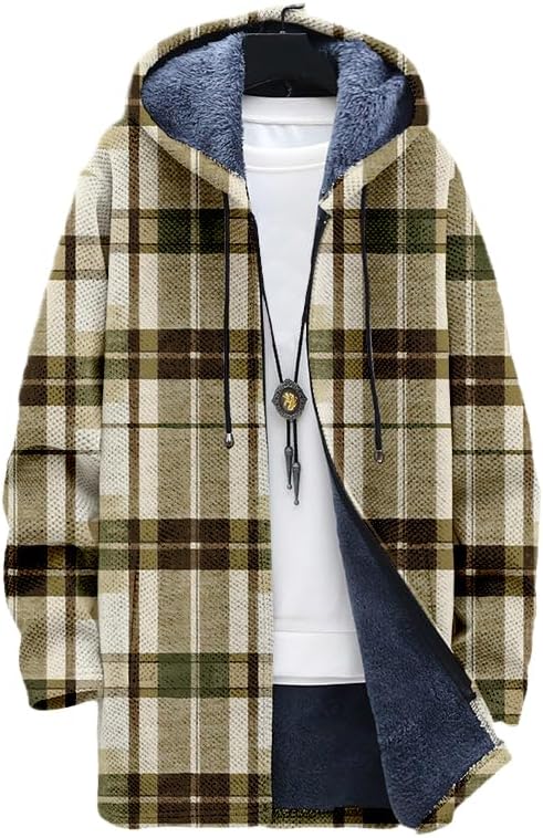Men's Plaid Cardigan Oversized - Sherpa Hoodie Fleece recension och pris