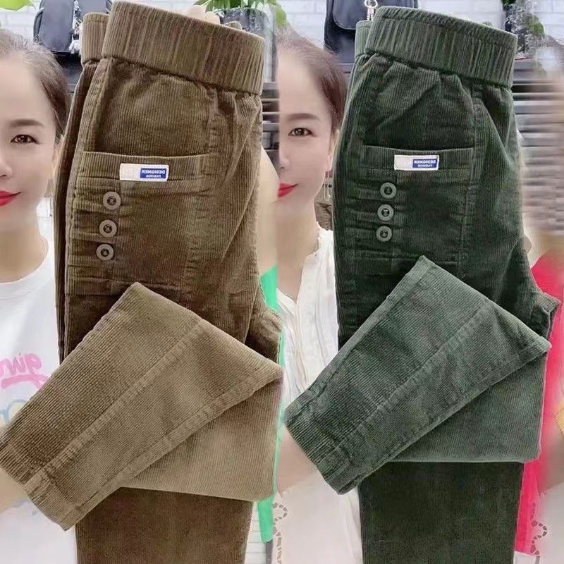 Women Warm Spring Winter Butto - Corduroy Pant Warm recension och pris