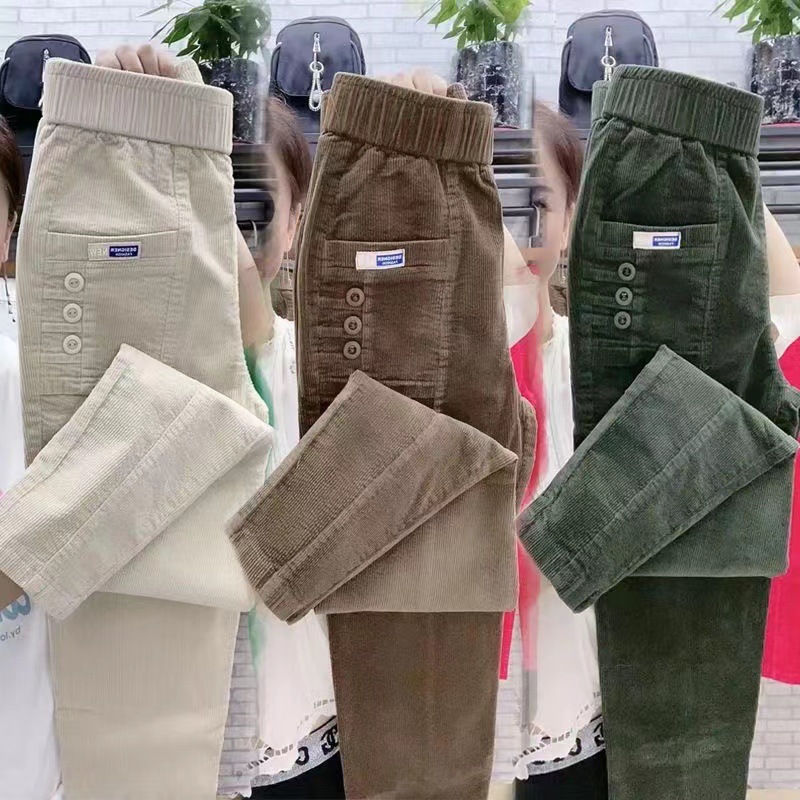 Women Warm Spring Winter Butto - Corduroy Pant Warm recension och pris