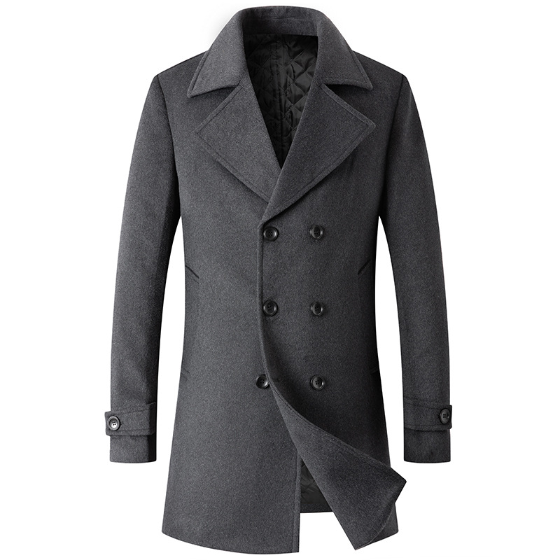 Double Breasted Coat Men Peaco - Wool Coat Peacoat recension och pris